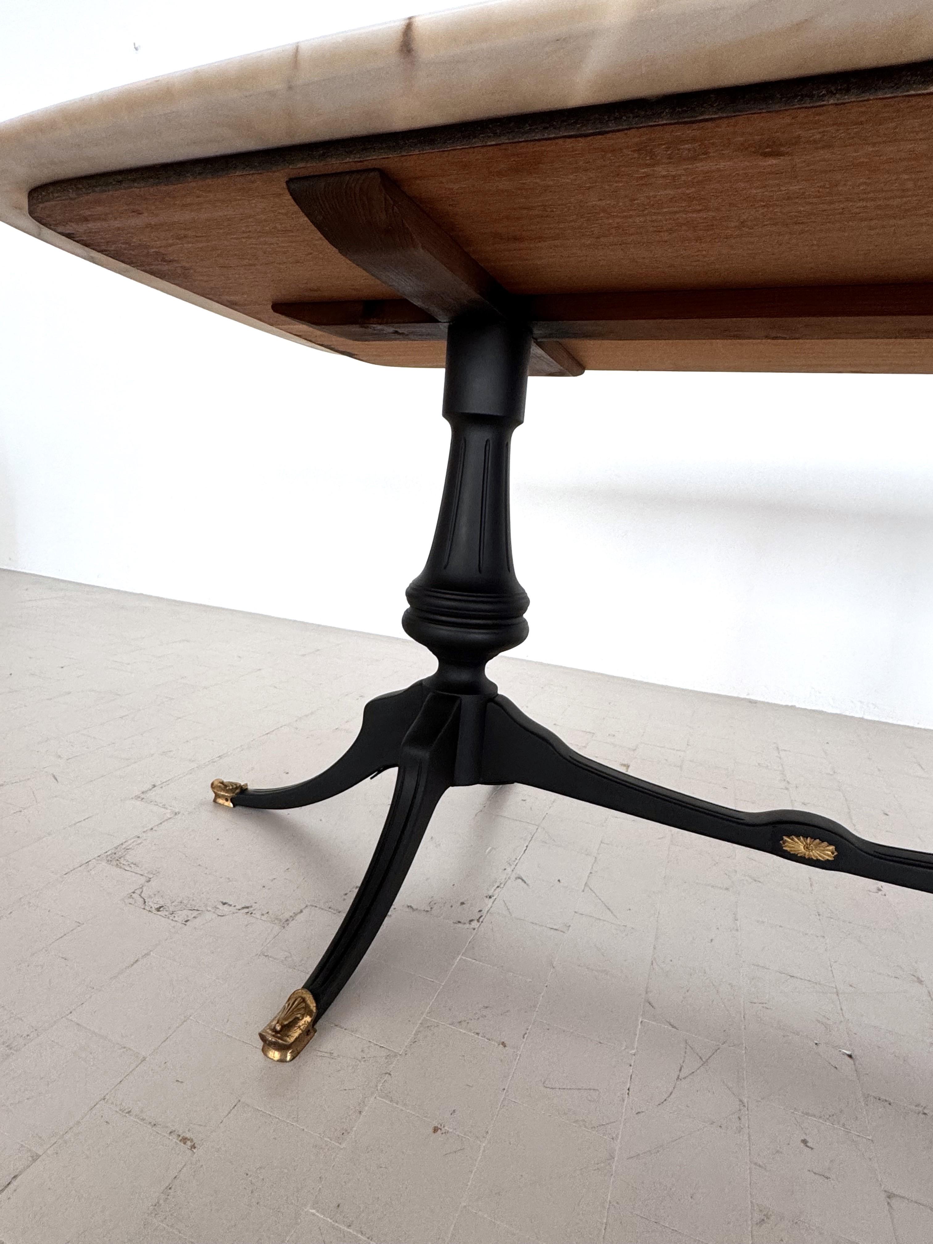 Italian Midcentury Sculptural Dining Room Table with Marble Top, 1950s For Sale 12