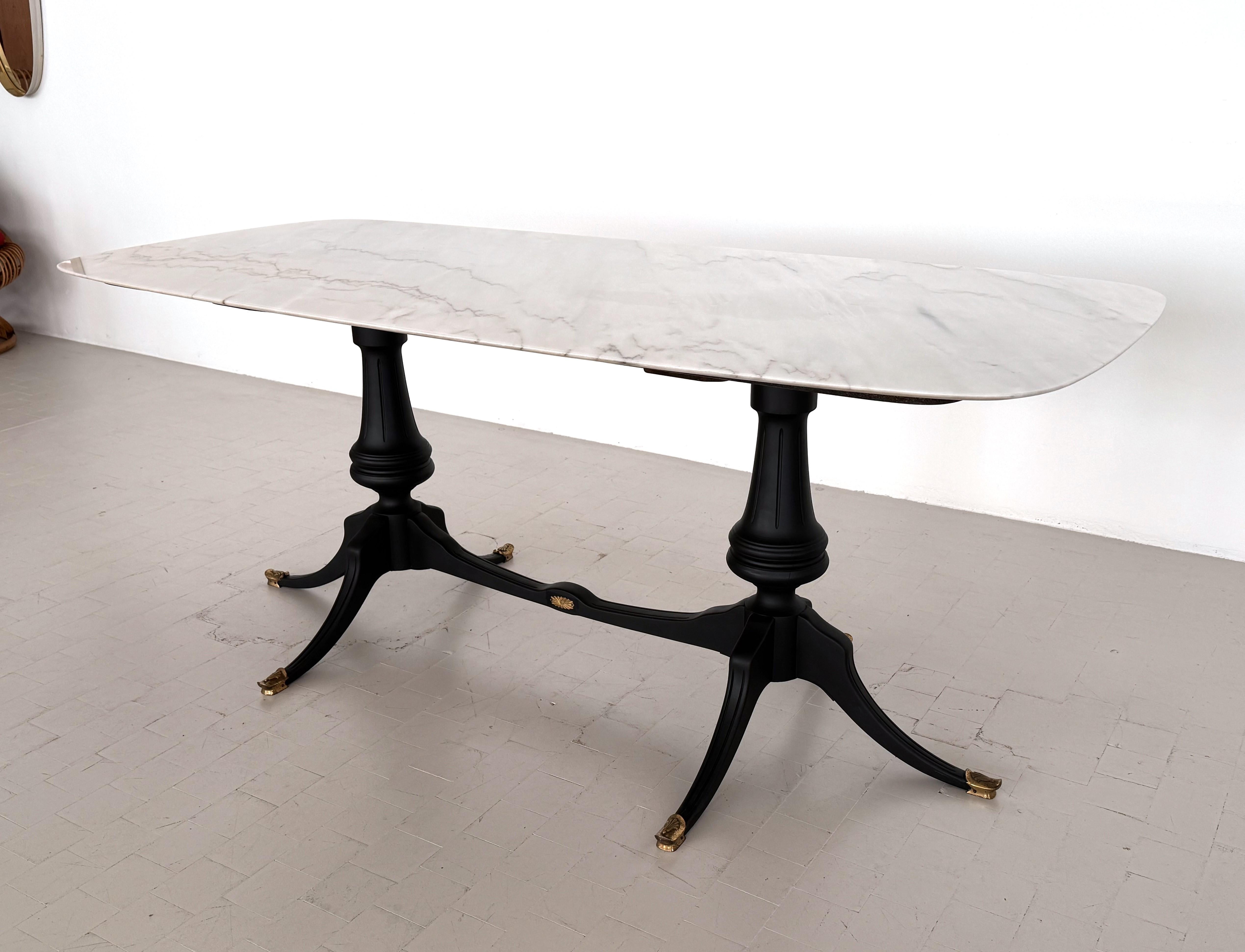 Mid-Century Modern Italian Midcentury Sculptural Dining Room Table with Marble Top, 1950s For Sale