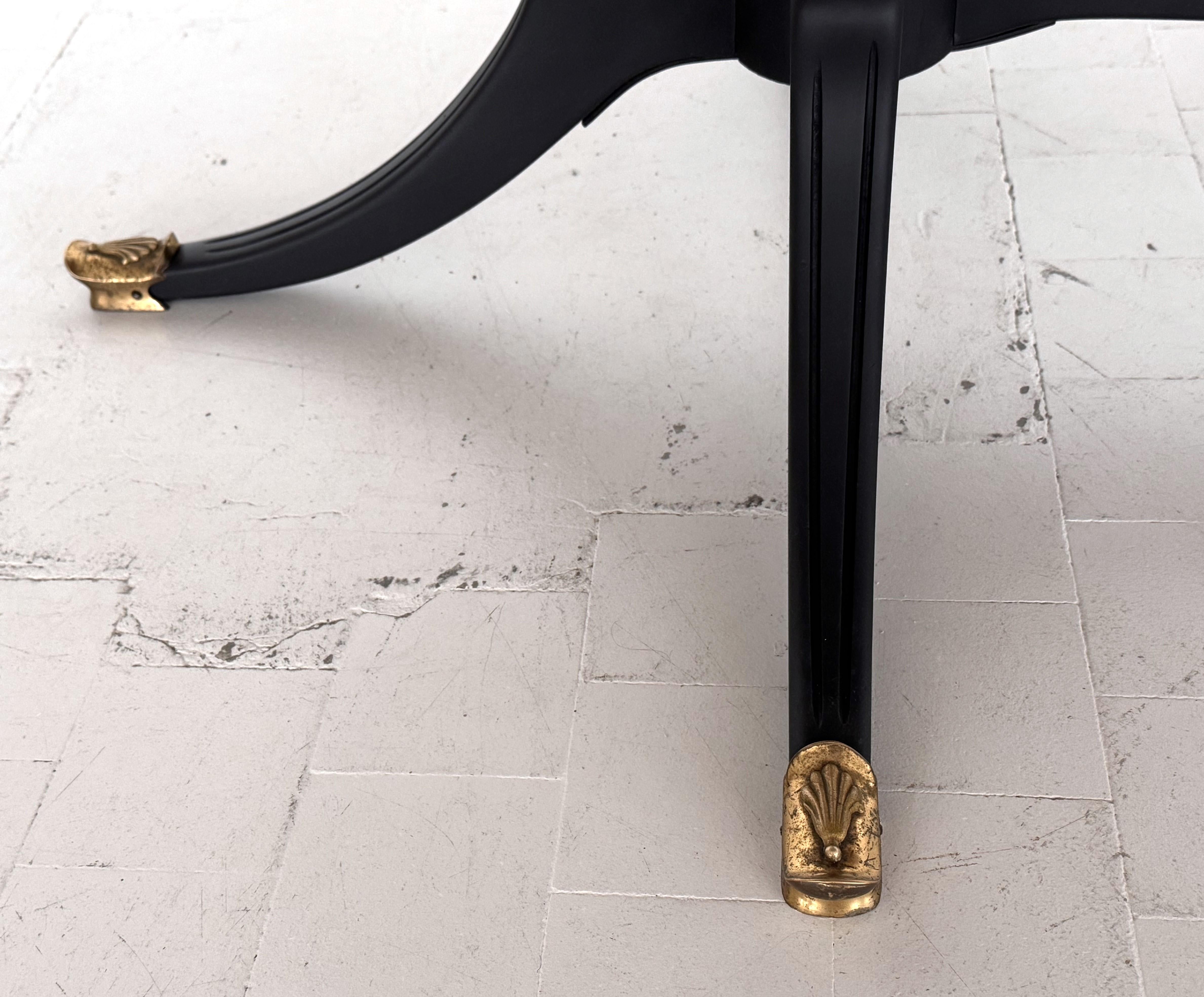 Brass Italian Midcentury Sculptural Dining Room Table with Marble Top, 1950s For Sale