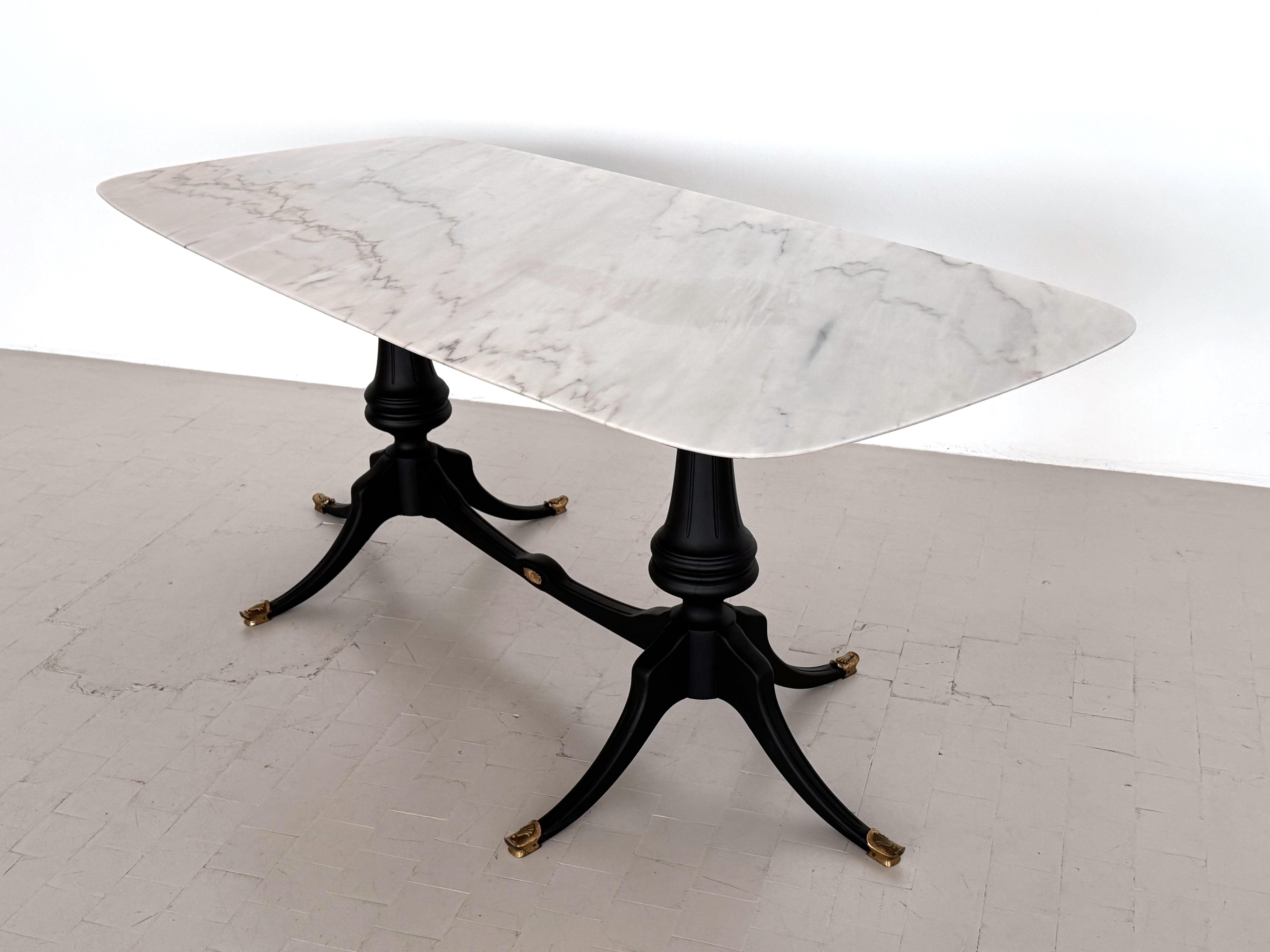 Italian Midcentury Sculptural Dining Room Table with Marble Top, 1950s For Sale 2