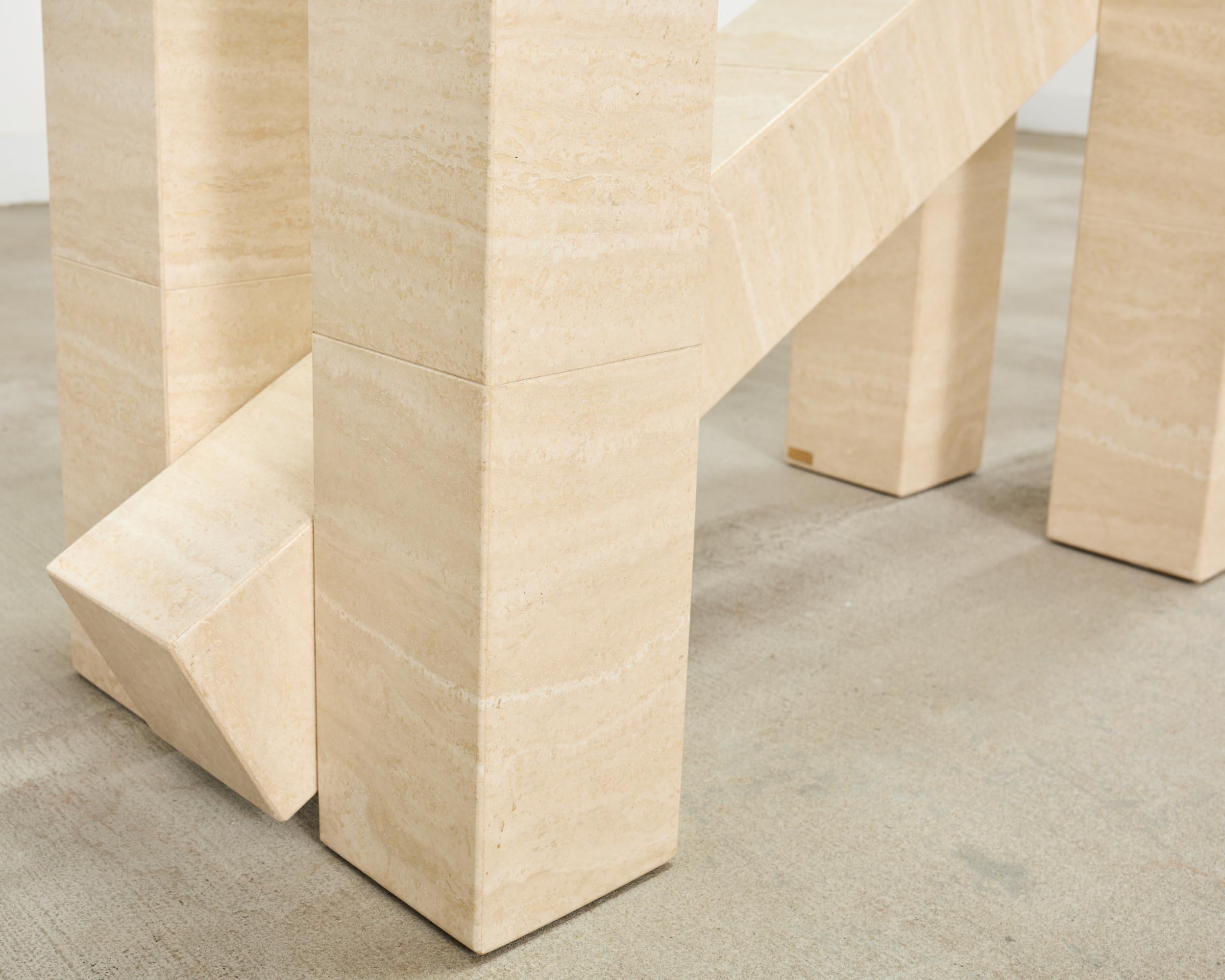 Italian Midcentury Sculptural Travertine Dining Table 7 Ft. en vente 2