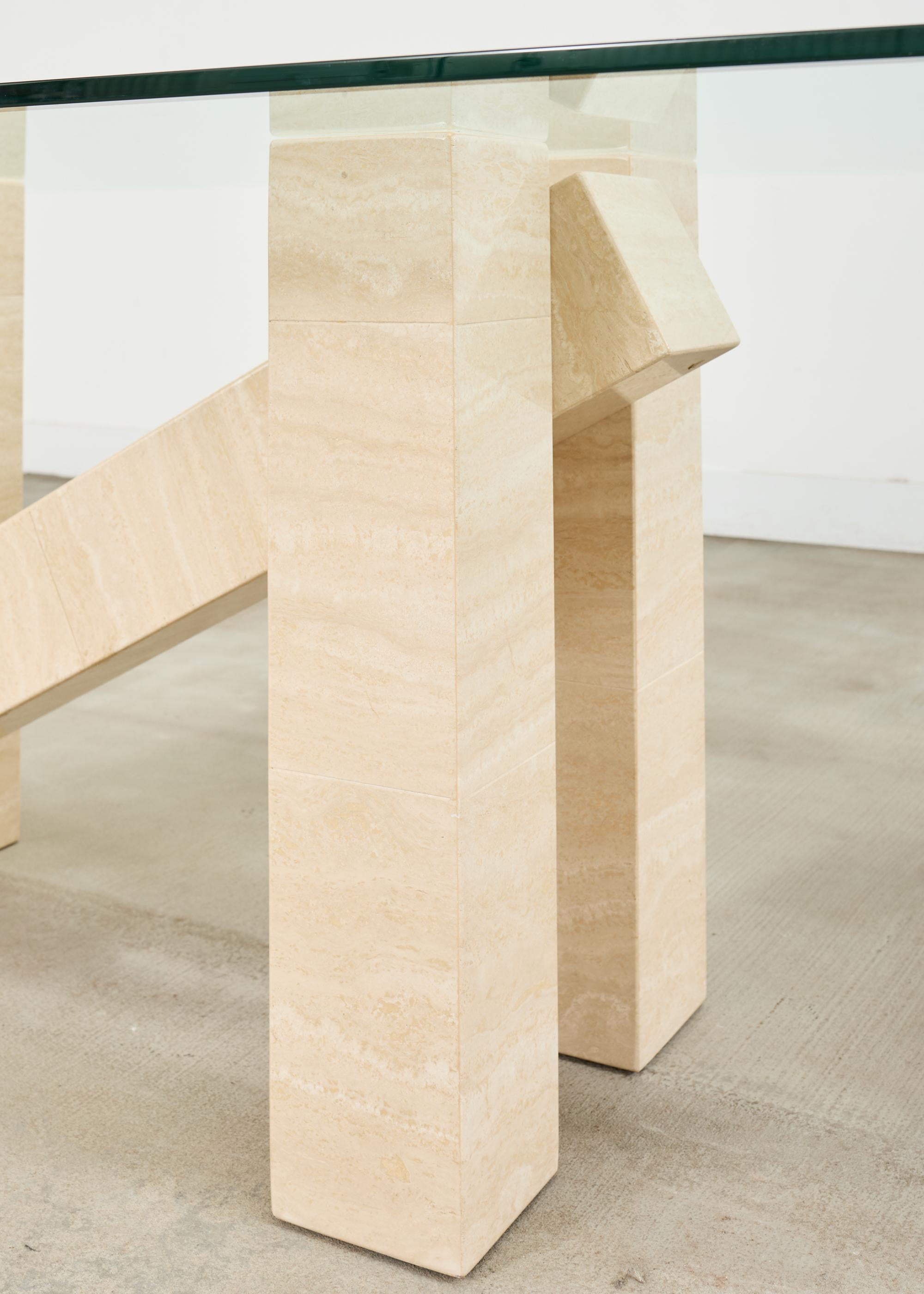 Italian Midcentury Sculptural Travertine Dining Table 7 Ft. en vente 4