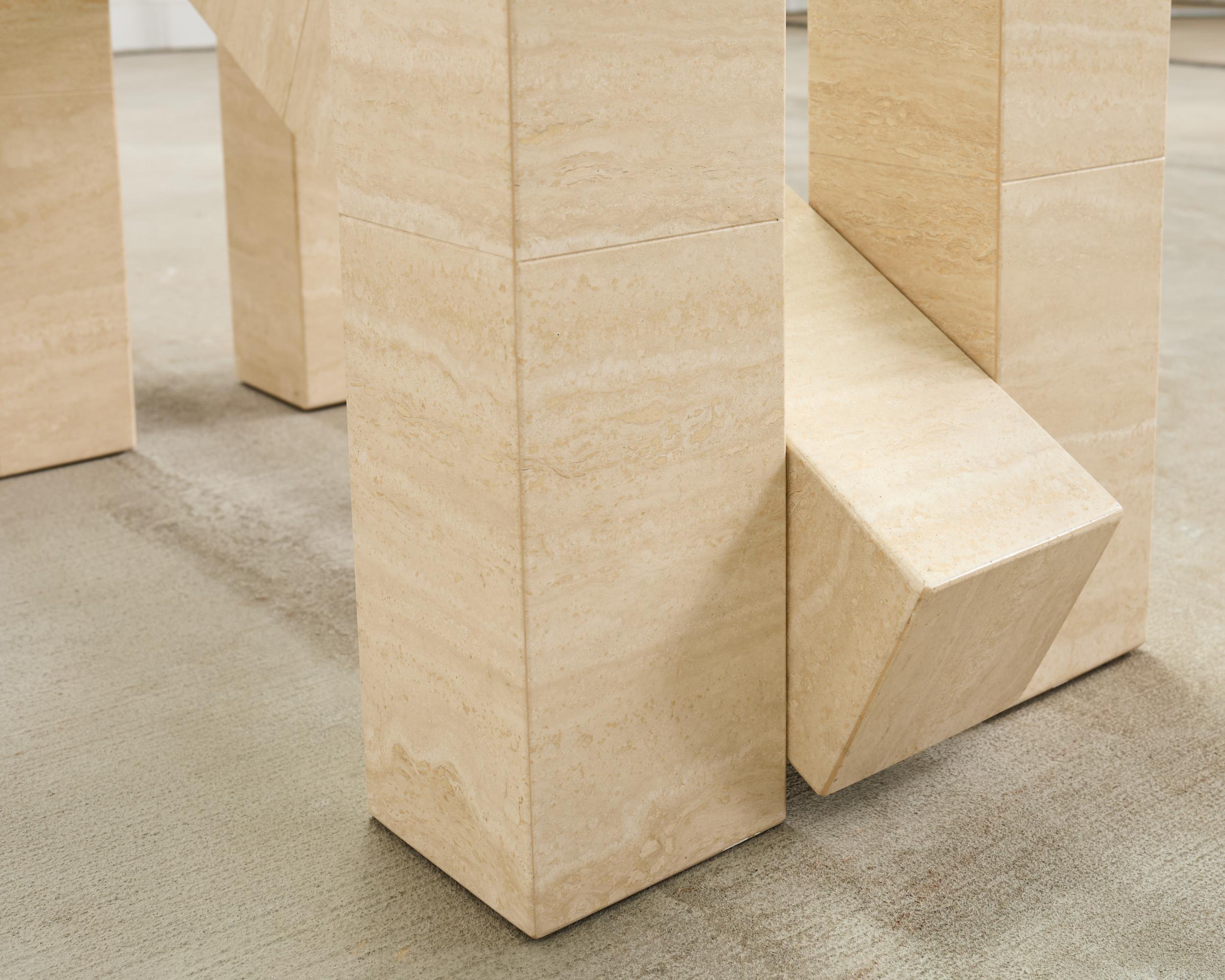 Italian Midcentury Sculptural Travertine Dining Table 7 Ft. en vente 6
