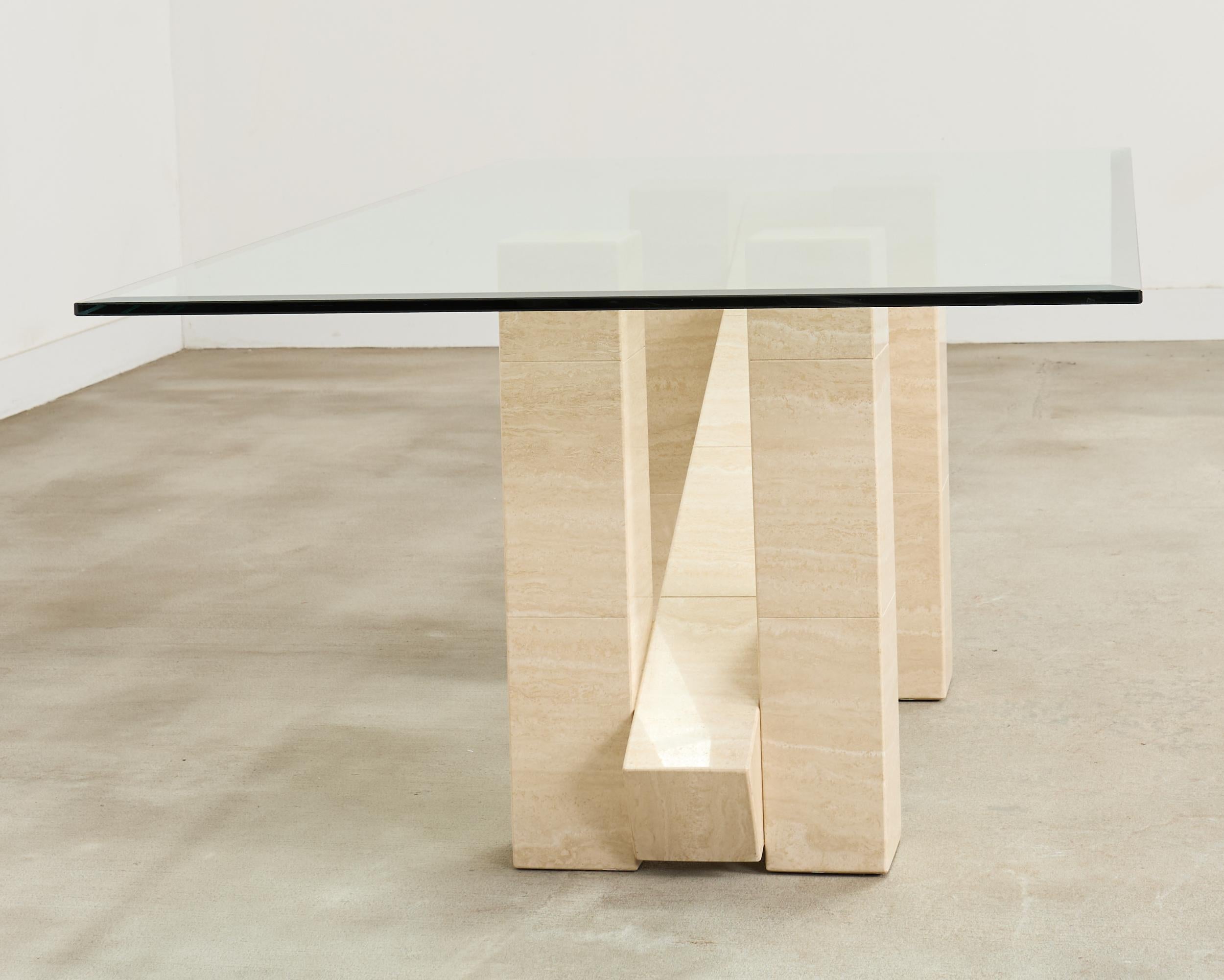 Italian Midcentury Sculptural Travertine Dining Table 7 Ft. en vente 7