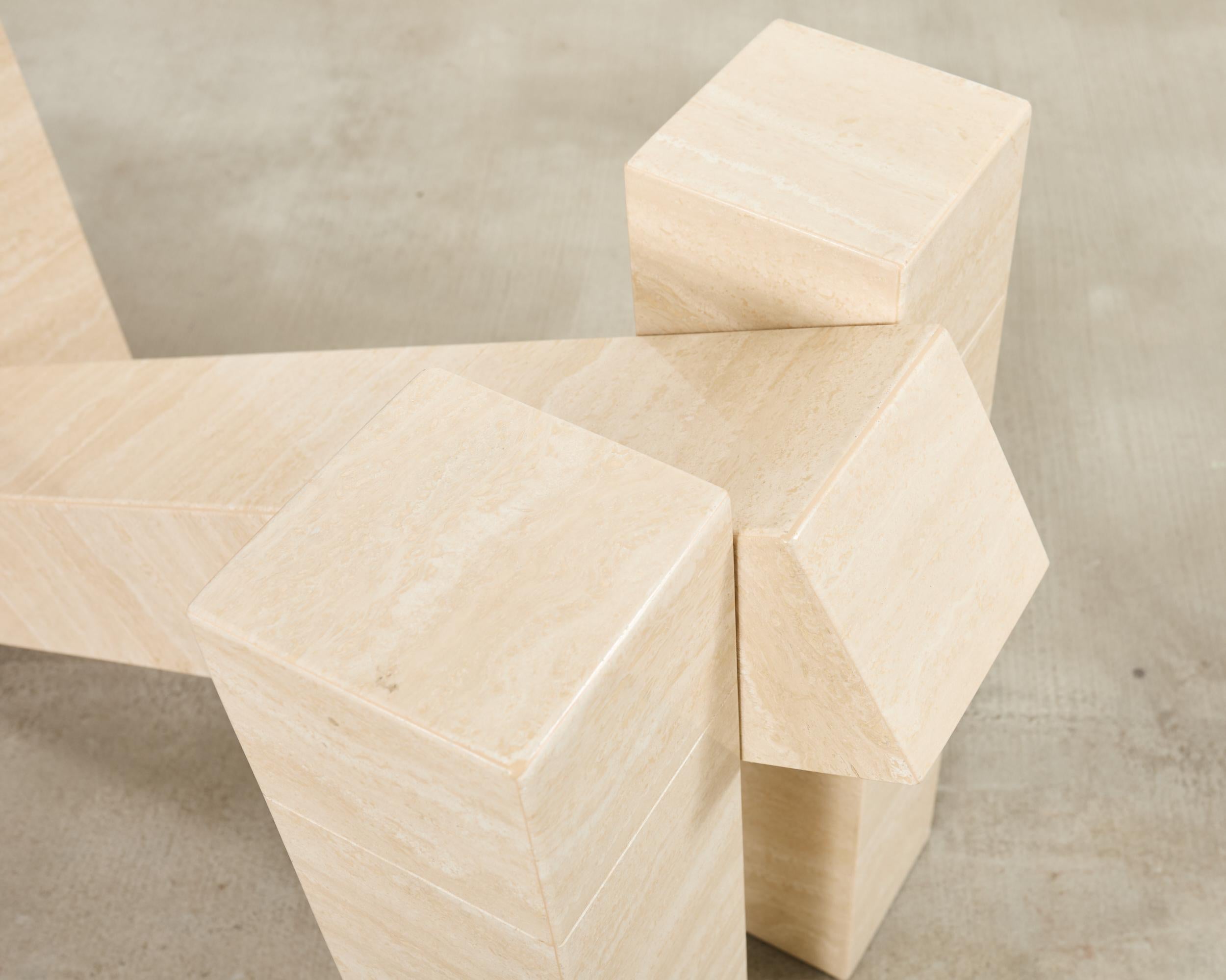 Italian Midcentury Sculptural Travertine Dining Table 7 Ft. en vente 9