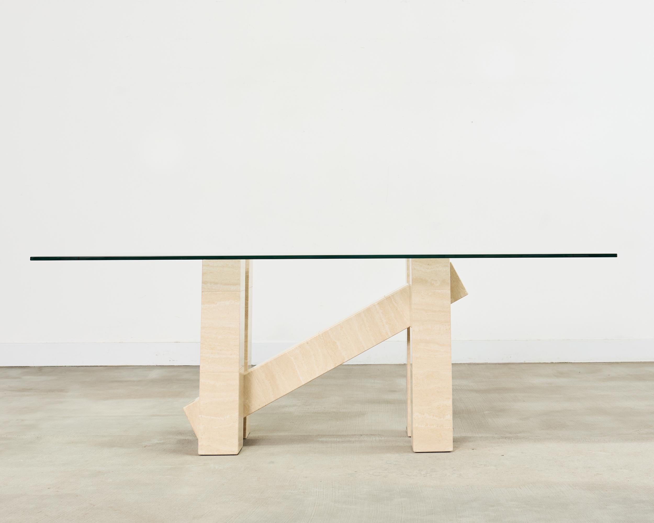 Italian Midcentury Sculptural Travertine Dining Table 7 Ft. en vente 11