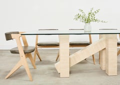 Italian Midcentury Sculptural Travertine Dining Table 7 Ft.