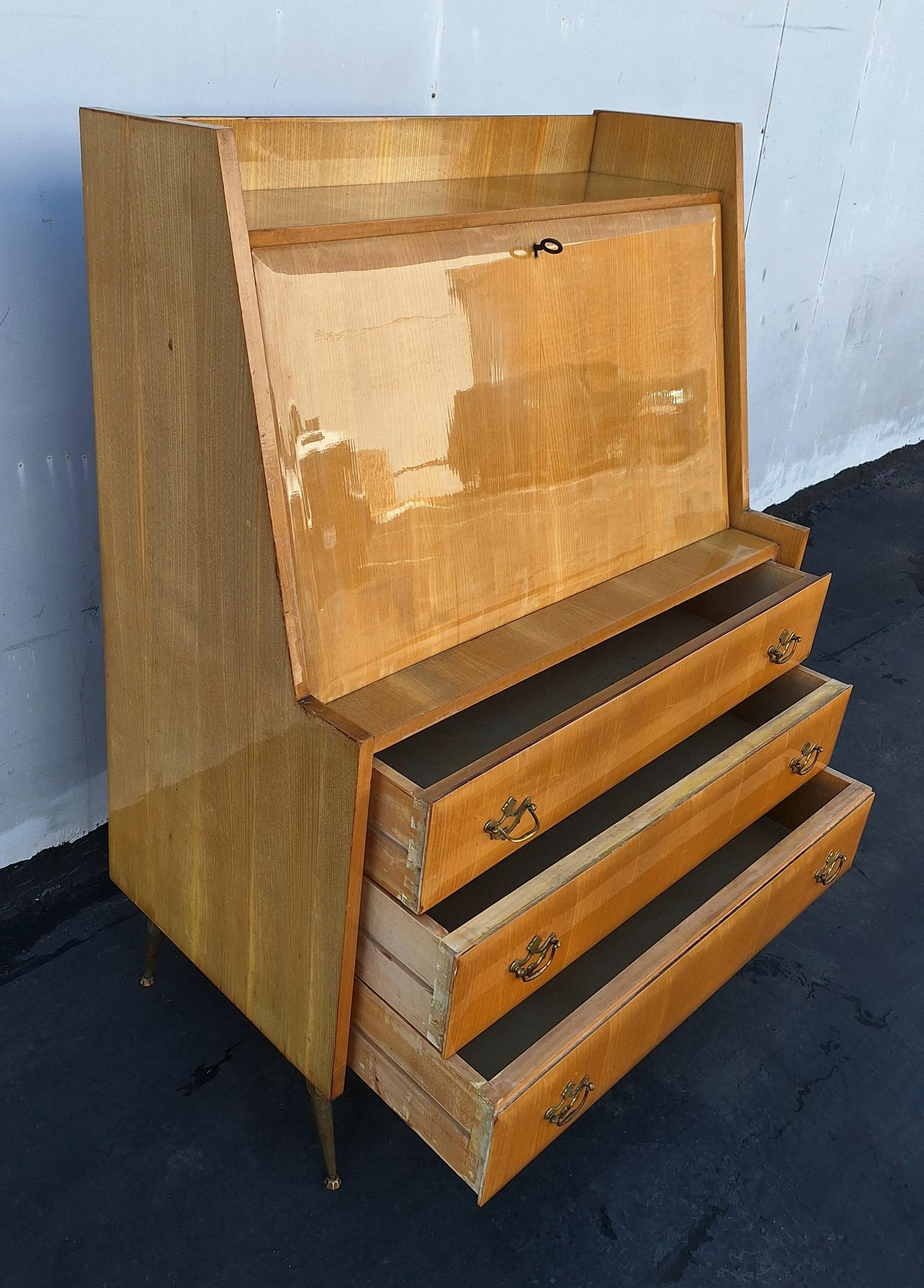 Italian Midcentury Secretary - Cabinet In Good Condition For Sale In Los Angeles, CA