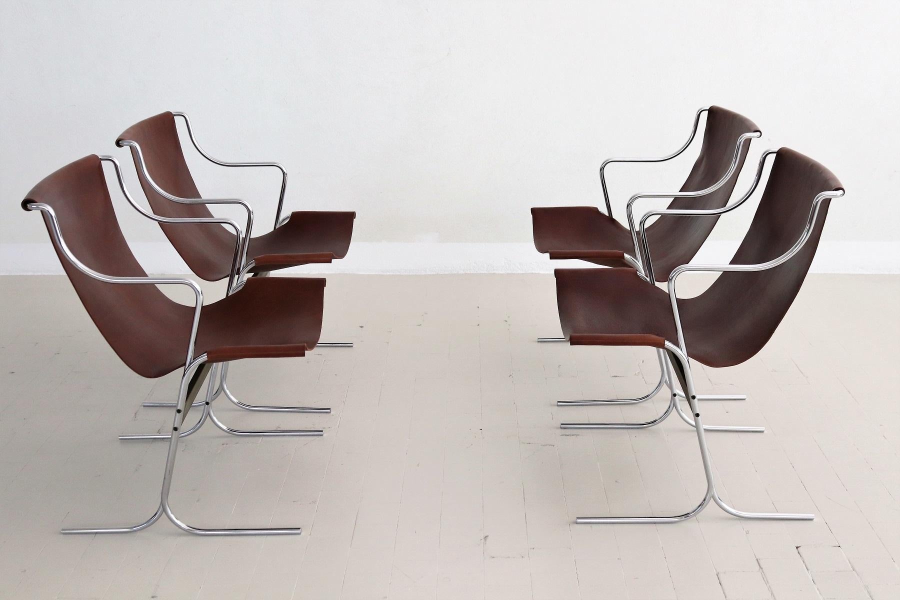 Ensemble de quatre chaises longues italiennes du milieu du siècle dernier par Ross Littell pour ICF Milan, 1960 en vente 14