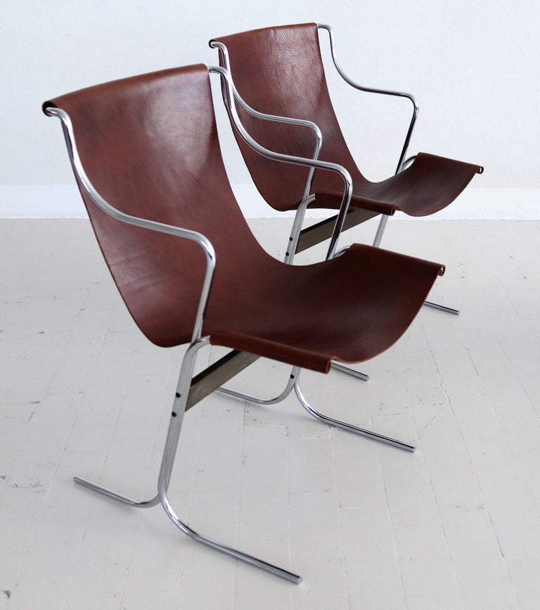Mid-Century Modern Italian Midcentury Set of Four Lounge Chairs by Ross Littell for ICF Milan, 1960 For Sale