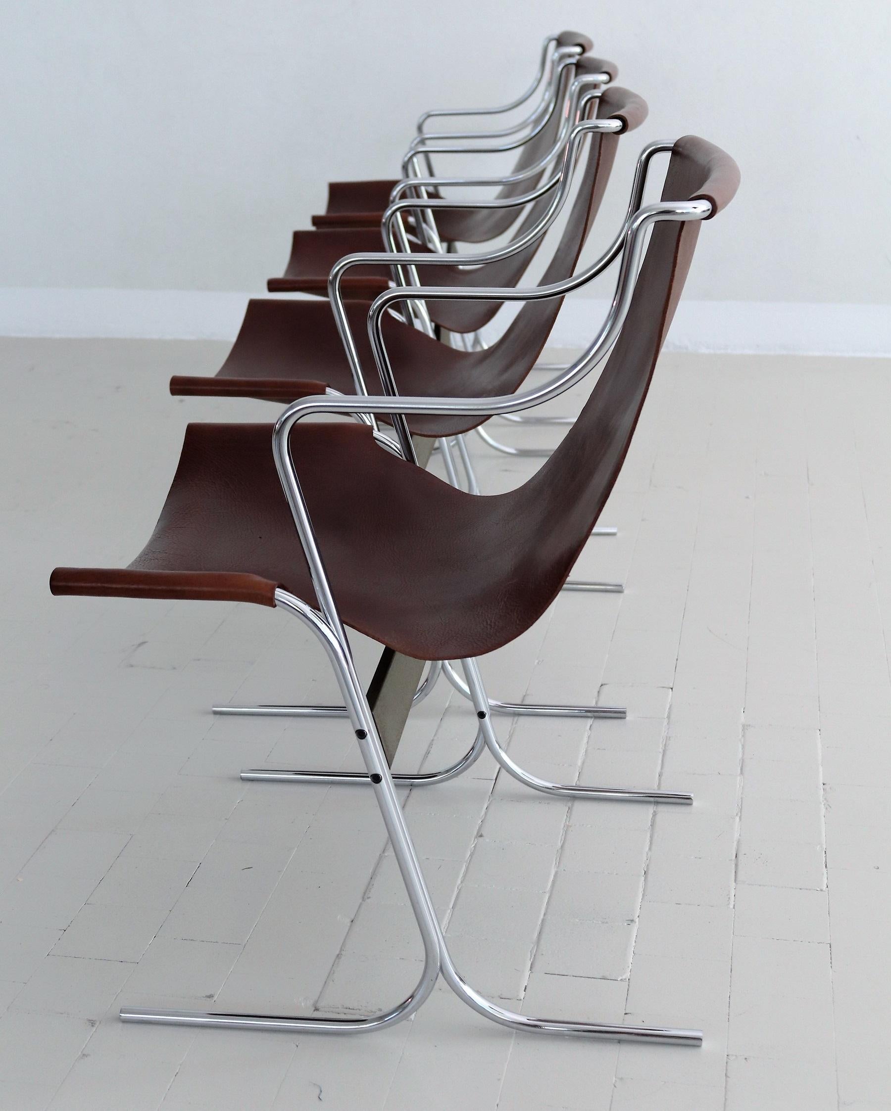 Milieu du XXe siècle Ensemble de quatre chaises longues italiennes du milieu du siècle dernier par Ross Littell pour ICF Milan, 1960 en vente