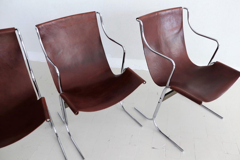 Italian Midcentury Set of Four Lounge Chairs by Ross Littell for ICF Milan, 1960 For Sale 2