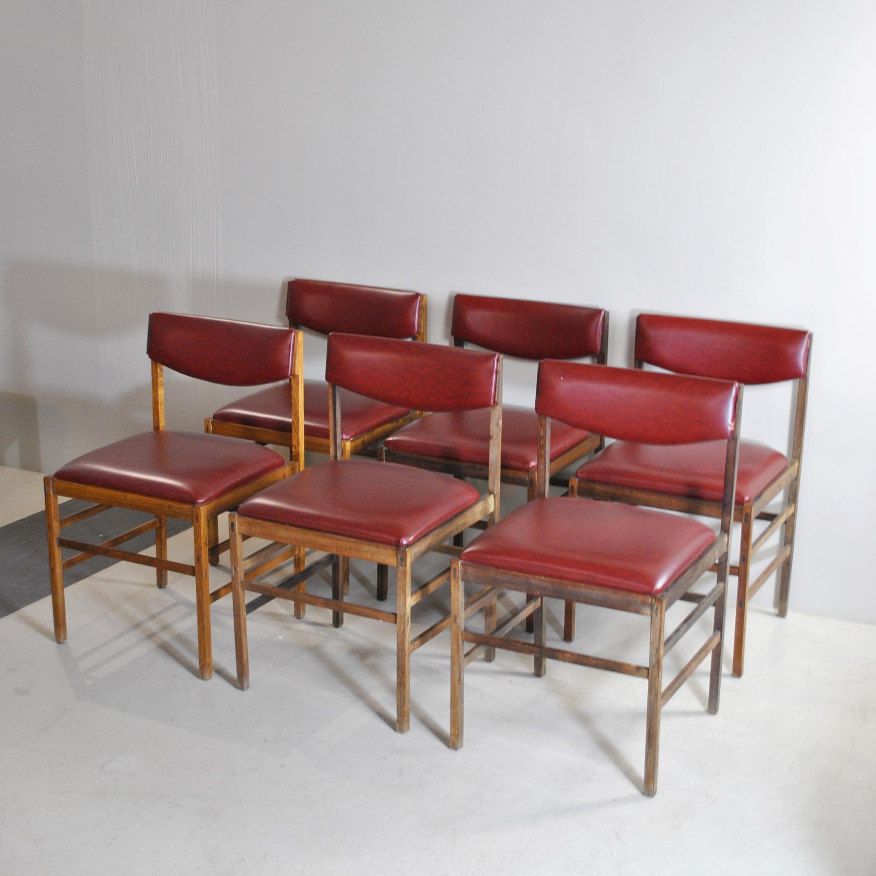 Italian Midcentury Set of 6 Chairs In Good Condition In bari, IT