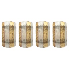 Ensemble italien du milieu du siècle de quatre appliques murales de Murano transparentes et ambrées par Mazzega, 1970