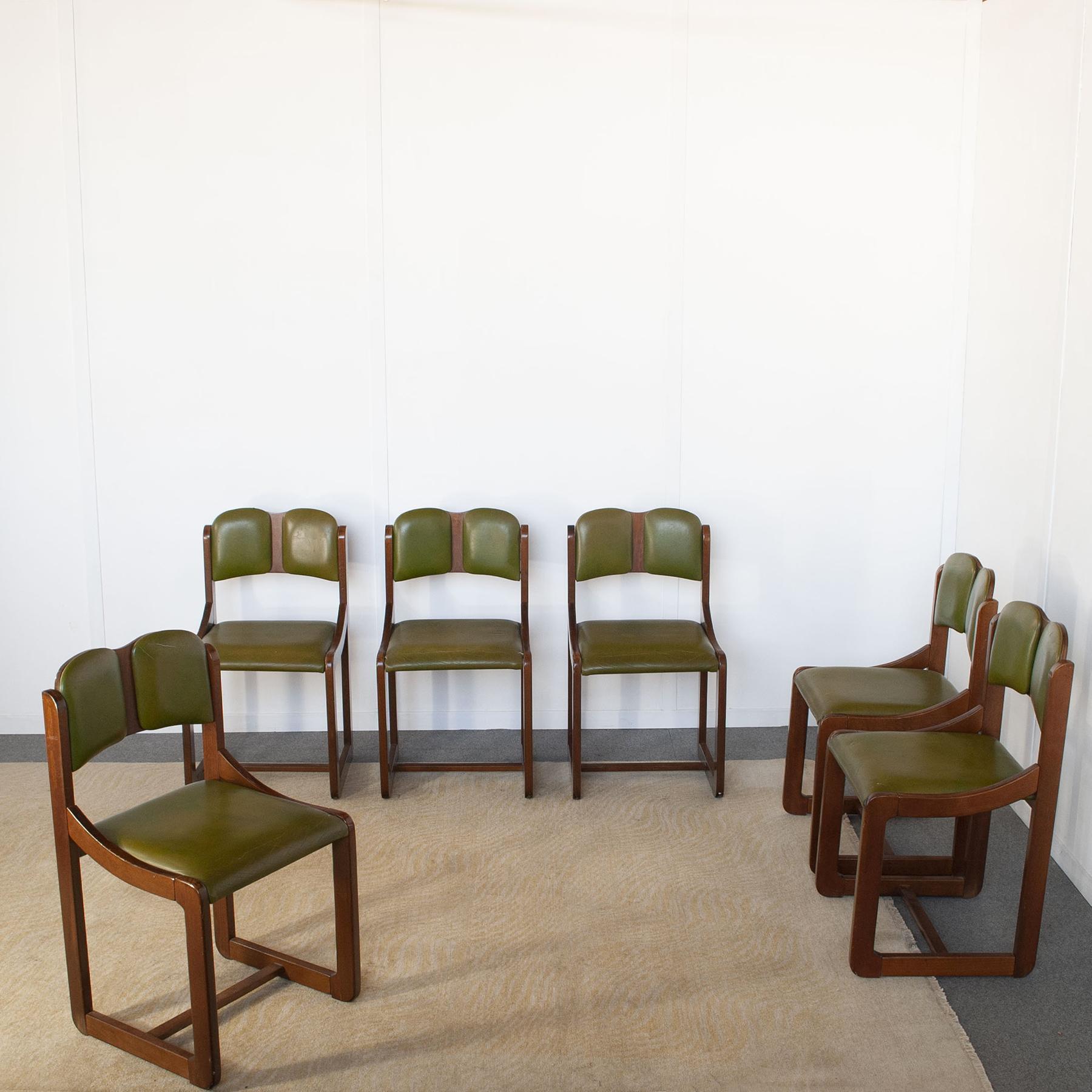 Italian midcentury set of six chairs production 1960s In Good Condition For Sale In bari, IT