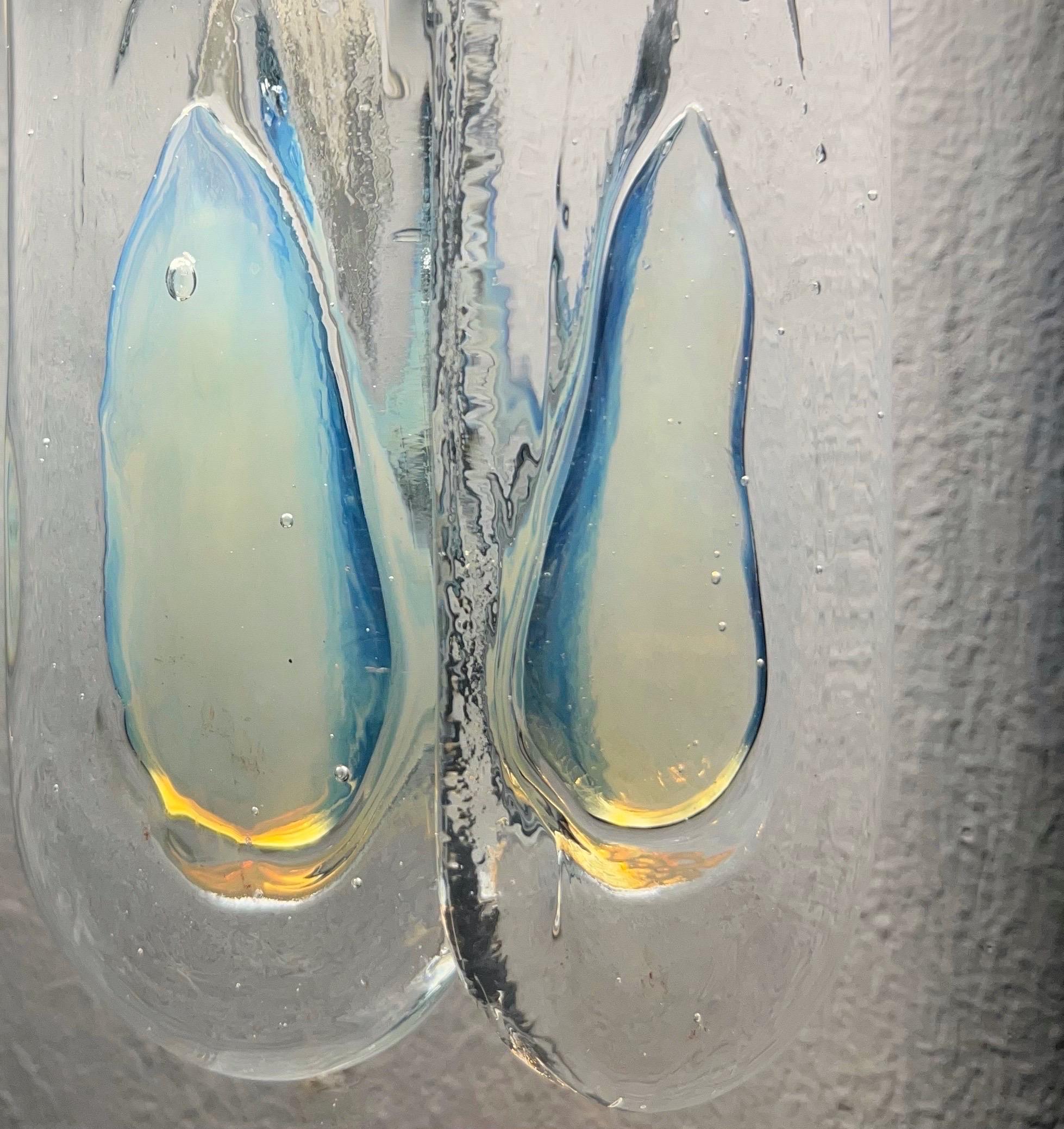 Set di tre lampade da parete in bianco iridescente di Mazzega, 1970 in vendita 11