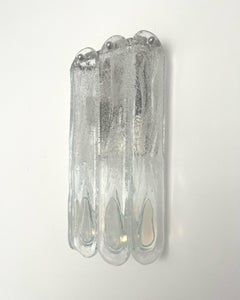 Italian Midcentury Set of Three Iridescent White Wall Sconces by Mazzega, 1970s