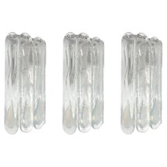 Italian Midcentury Set of Three Iridescent White Wall Sconces by Mazzega, 1970s