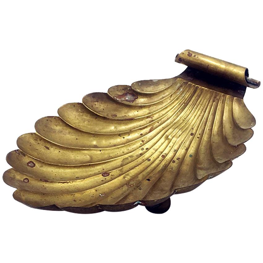 Italian Midcentury Shell-Shaped Brass Centerpiece, from 1950s