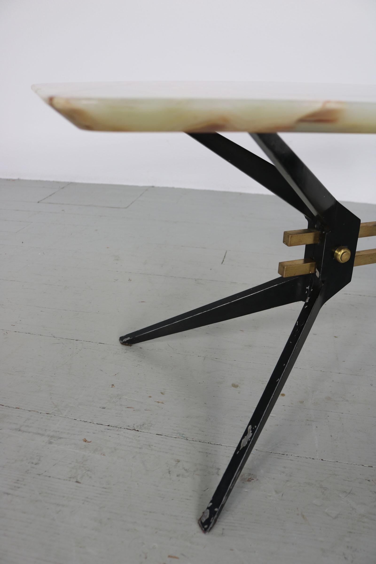 Mid-20th Century Italian Midcentury Side Table with Onyx Top, 1960 For Sale
