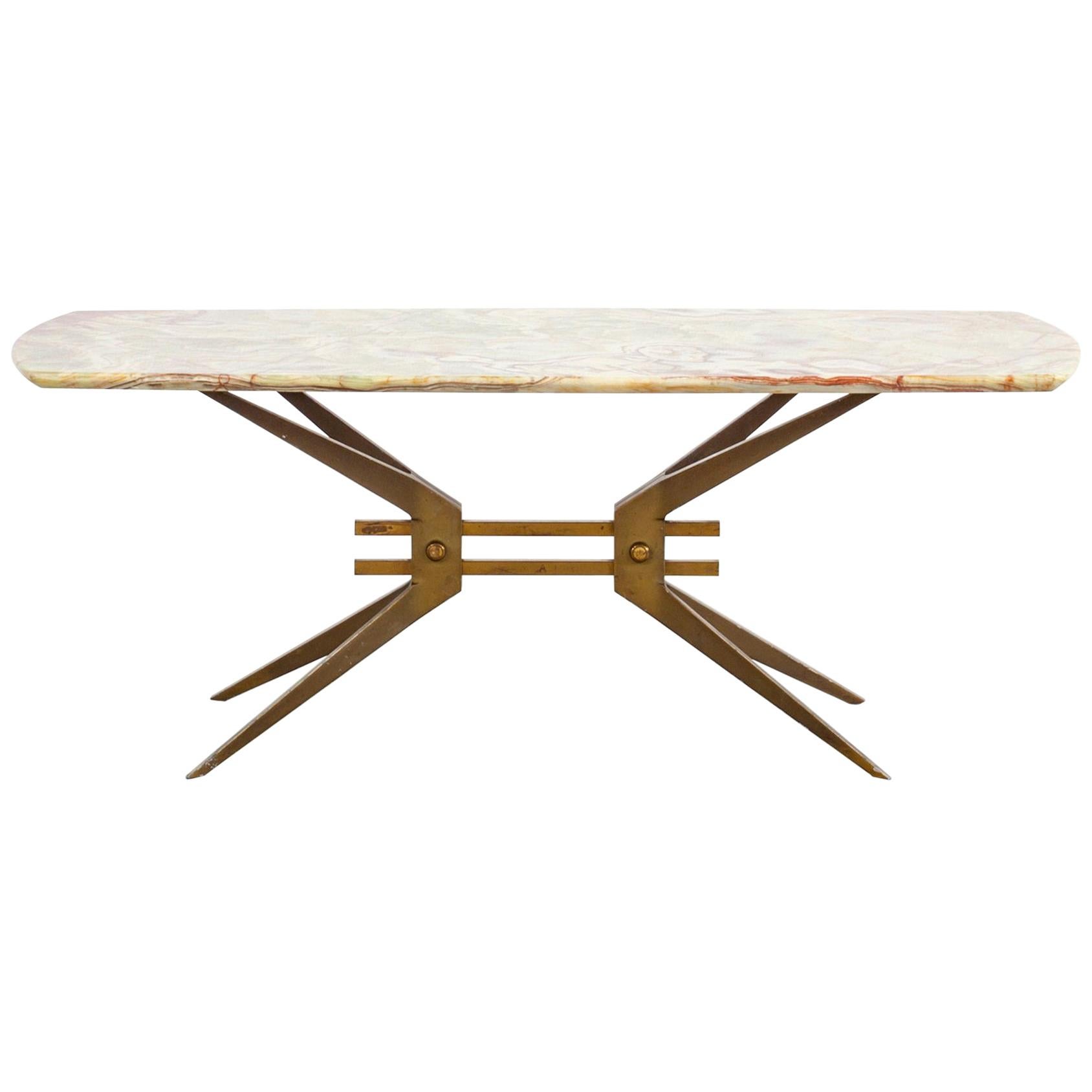 Table d'appoint italienne du milieu du siècle avec plateau en onyx, 1960