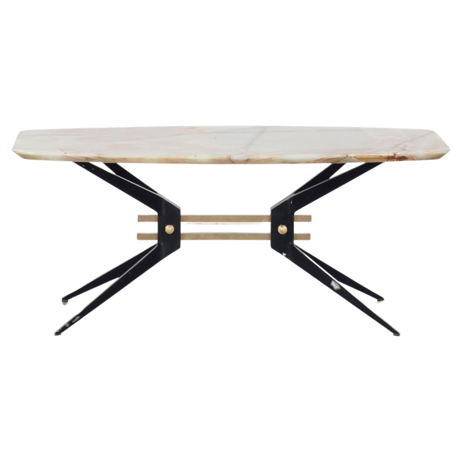 Italian Midcentury Side Table with Onyx Top, 1960