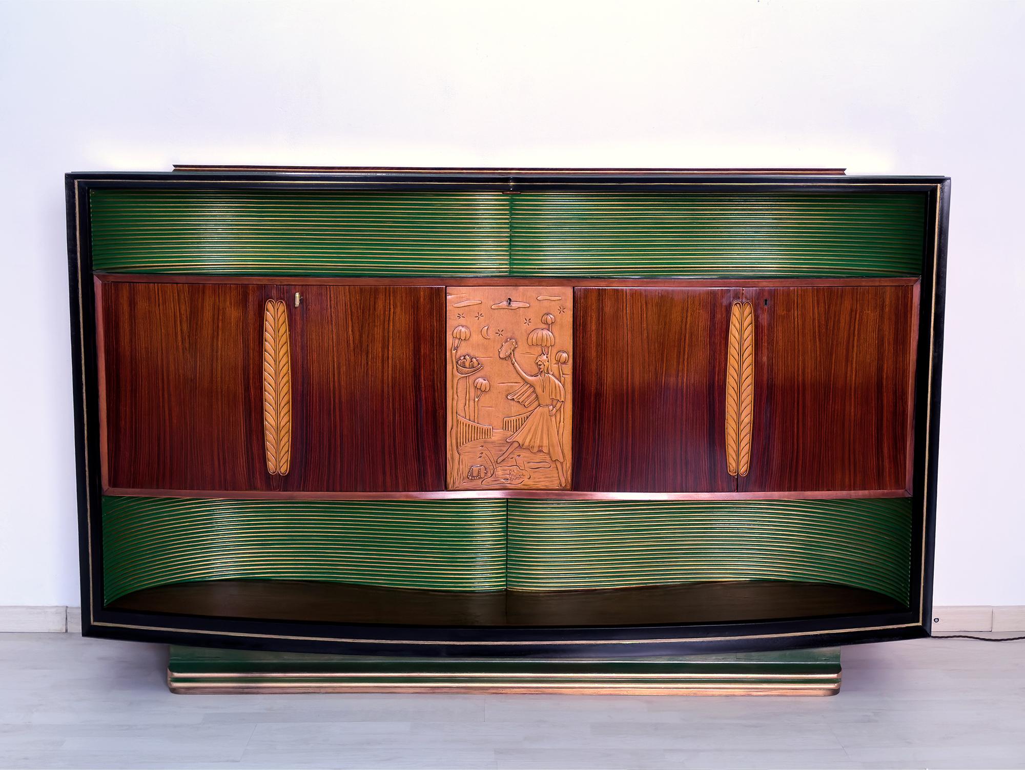 Italian Mid-Century Sideboard with Bar Cabinet by Vittorio Dassi, 1950s 6