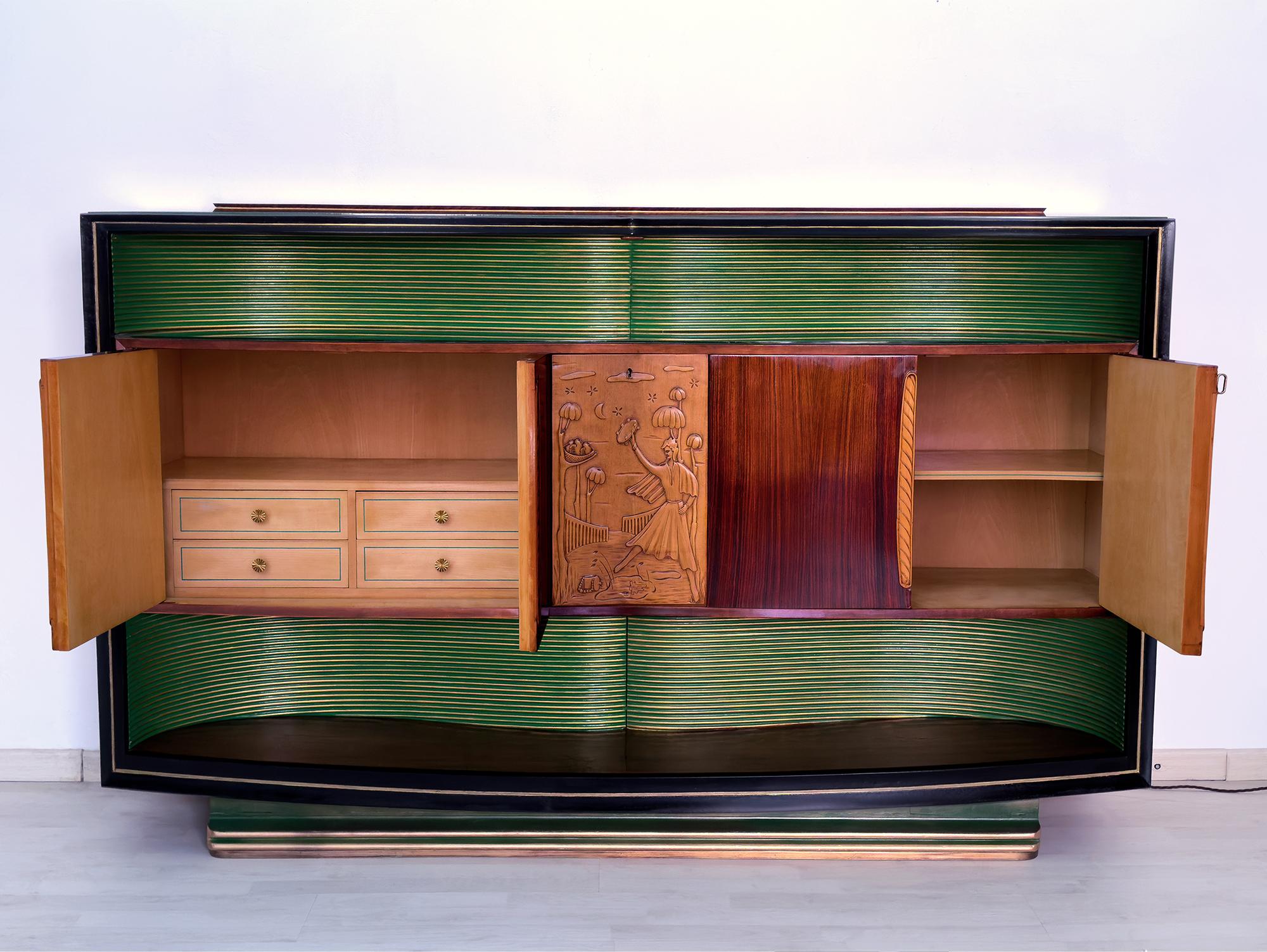 Italian Mid-Century Sideboard with Bar Cabinet by Vittorio Dassi, 1950s 7