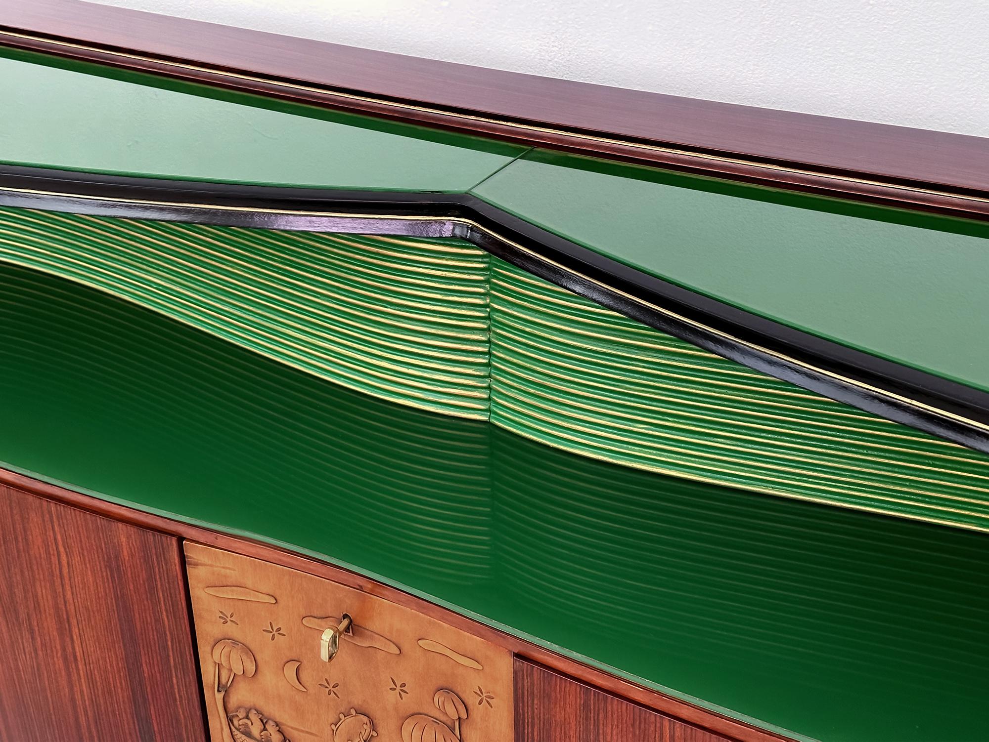 Italian Mid-Century Sideboard with Bar Cabinet by Vittorio Dassi, 1950s 11