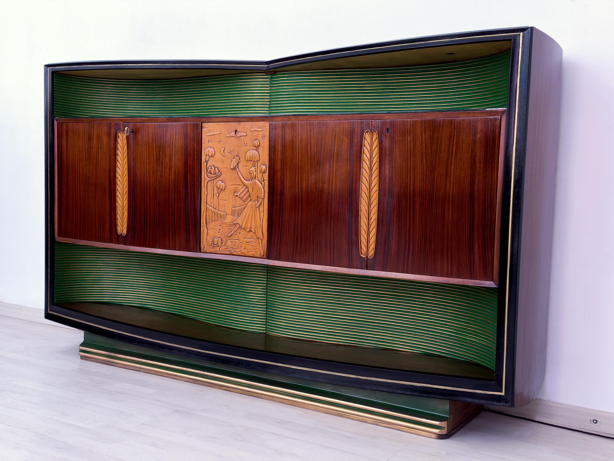 Italian Mid-Century Sideboard with Bar Cabinet by Vittorio Dassi, 1950s 14