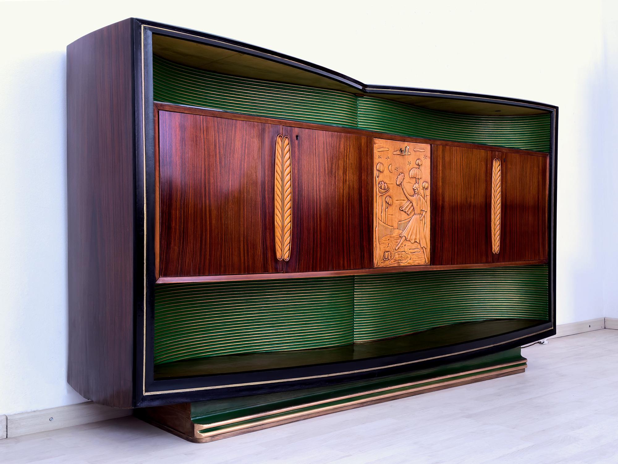 Mid-Century Modern Italian Mid-Century Sideboard with Bar Cabinet by Vittorio Dassi, 1950s