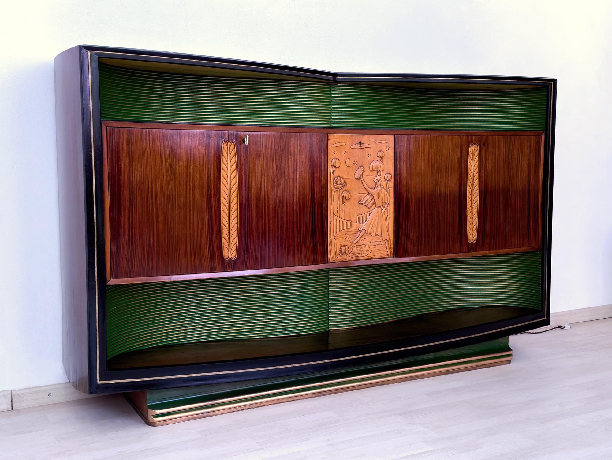 20th Century Italian Mid-Century Sideboard with Bar Cabinet by Vittorio Dassi, 1950s
