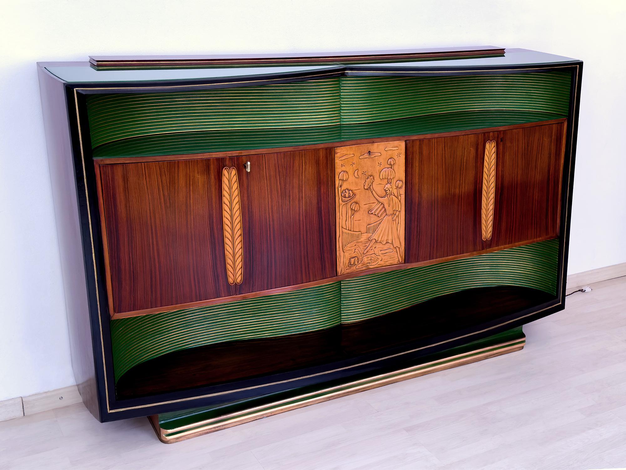 Italian Mid-Century Sideboard with Bar Cabinet by Vittorio Dassi, 1950s 1