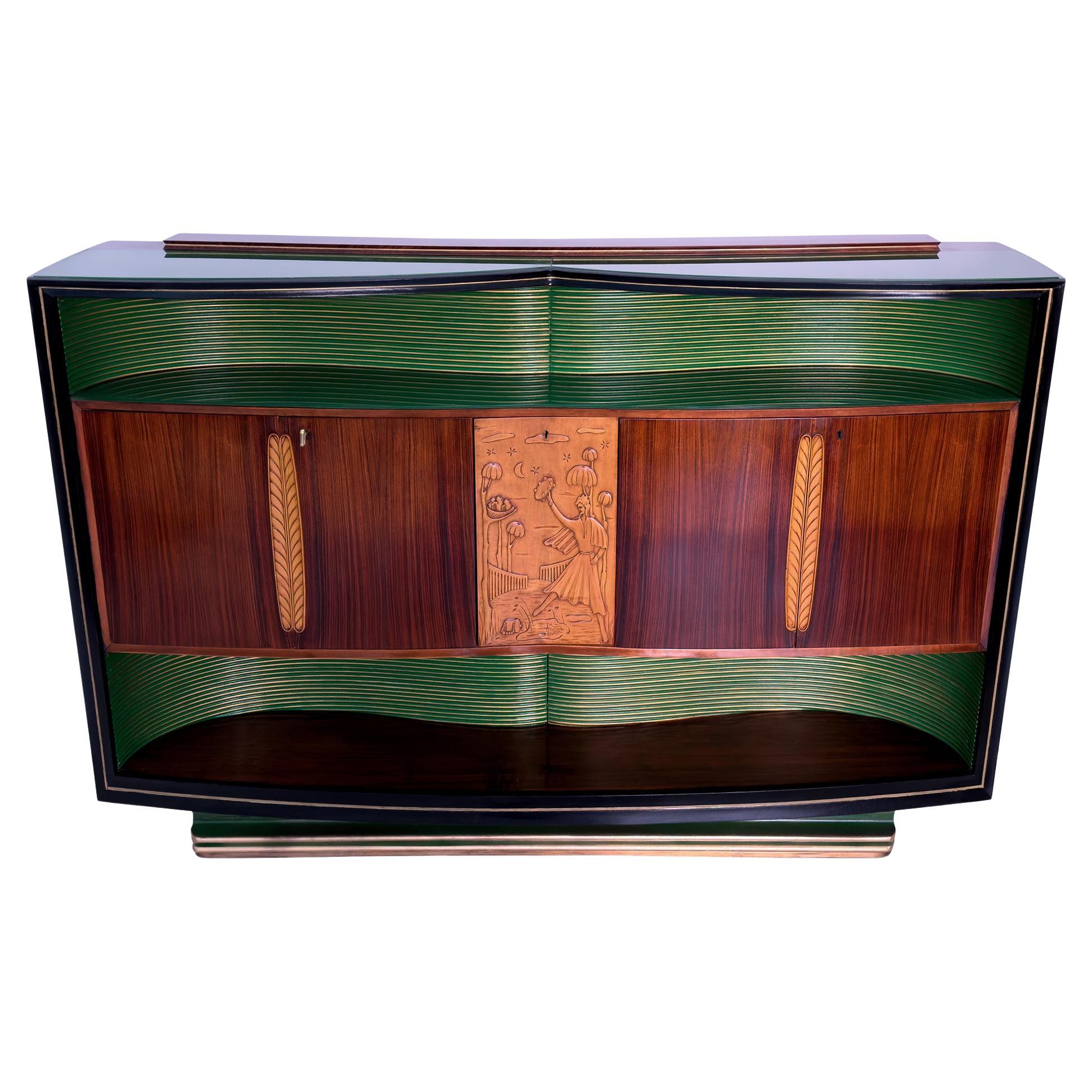 Italian Mid-Century Sideboard with Bar Cabinet by Vittorio Dassi, 1950s For  Sale at 1stDibs