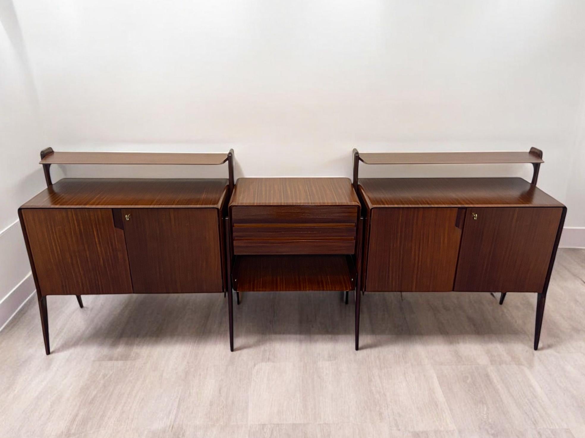 Veneer Italian Midcentury Sideboard Attributed to Ico Parisi For La Permanente Cantu For Sale