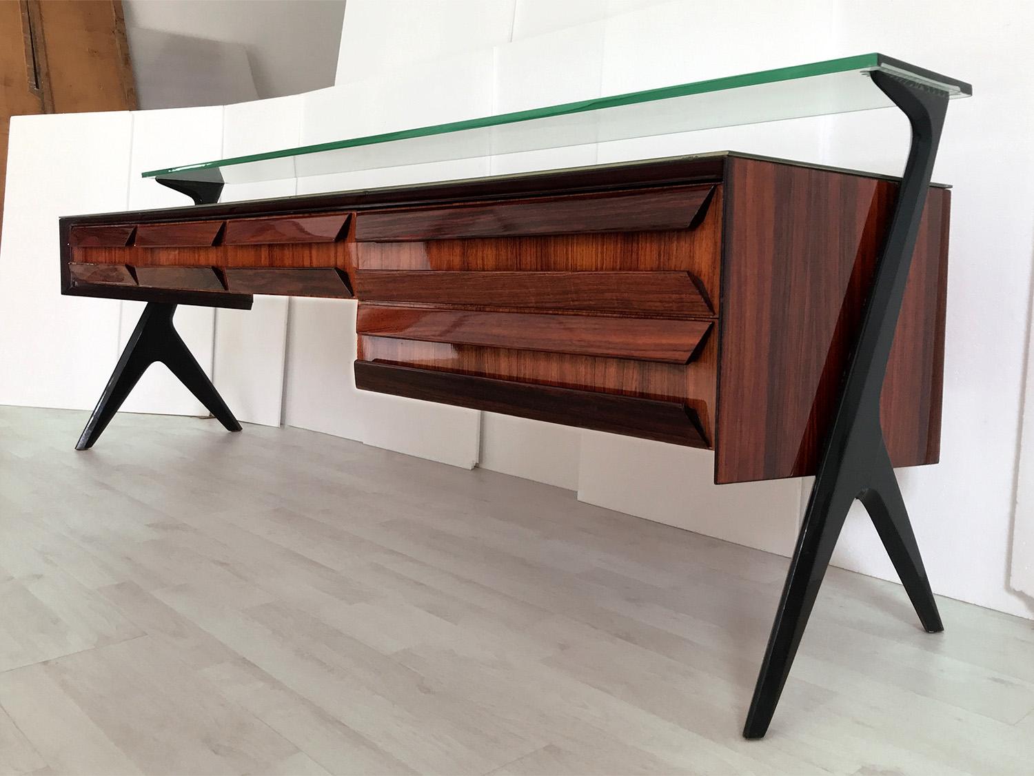 Mid-20th Century Italian Mid-Century Sideboard or Vanity Dresser by Vittorio Dassi, 1950s For Sale