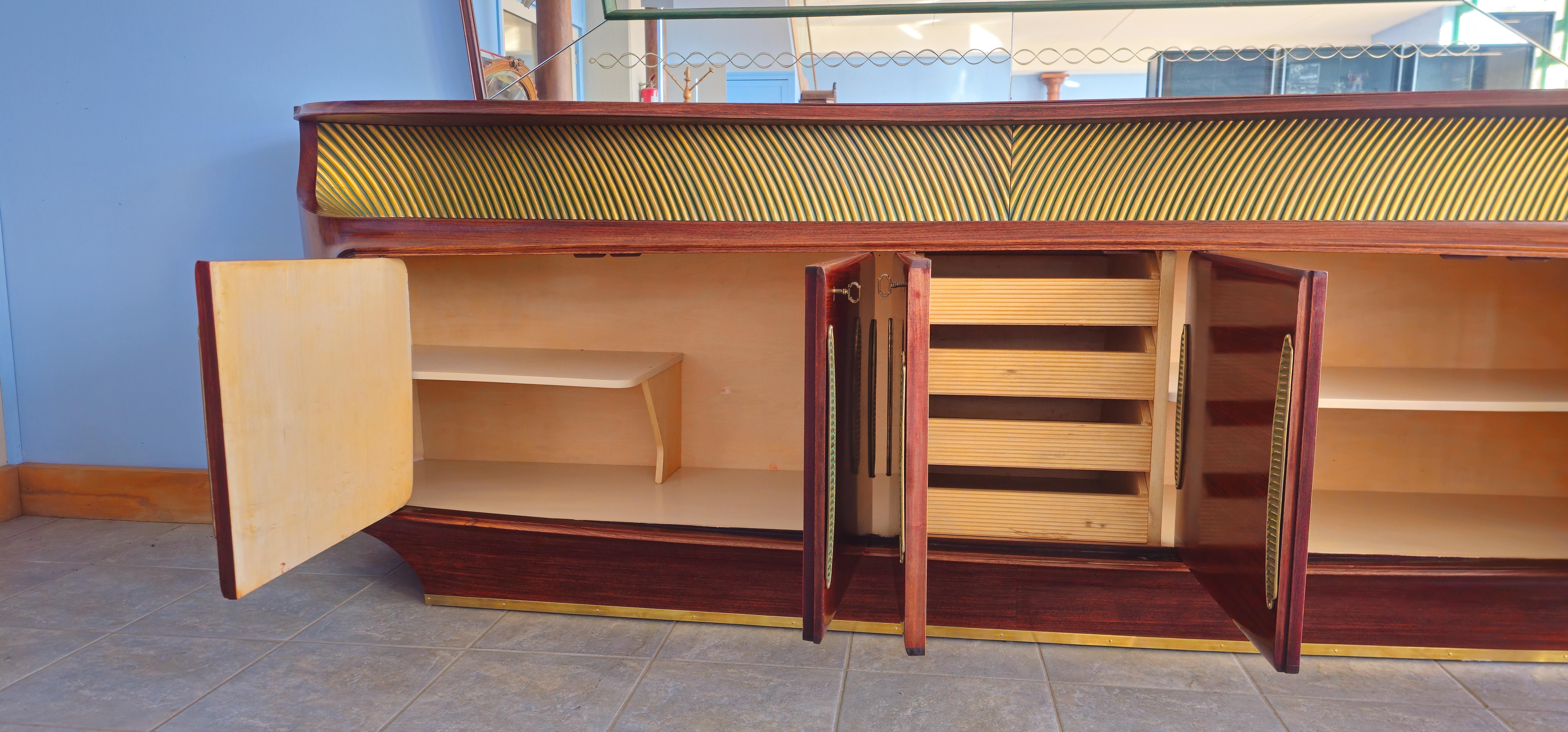 Credenza italiana del Medioevo con specchio, design di Vittorio Dassi, anni '50 in vendita 6