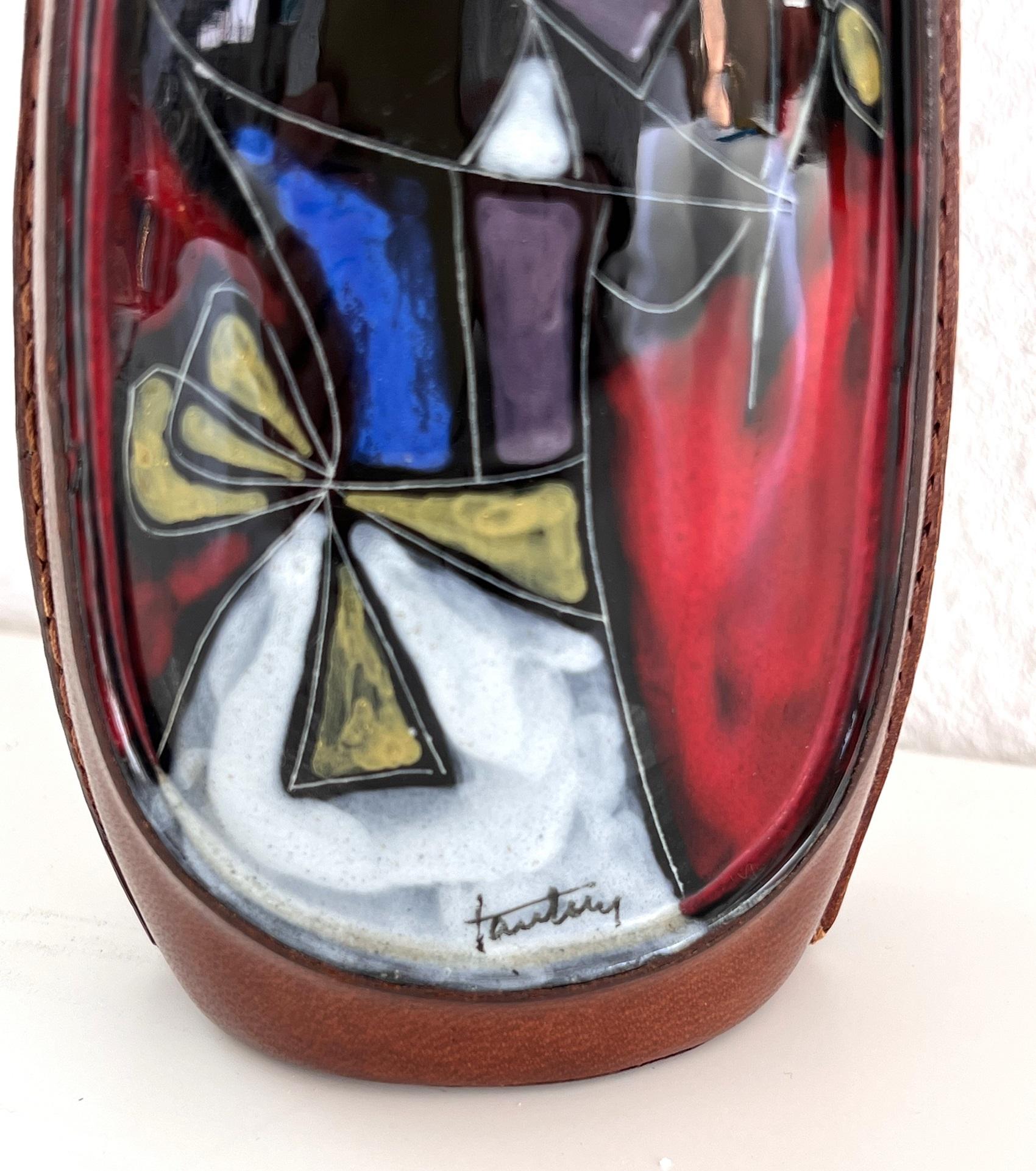 Italienische signierte Blumenvase aus Keramik aus der Mitte des Jahrhunderts von Marcello Fantoni, 1960 (Moderne der Mitte des Jahrhunderts) im Angebot
