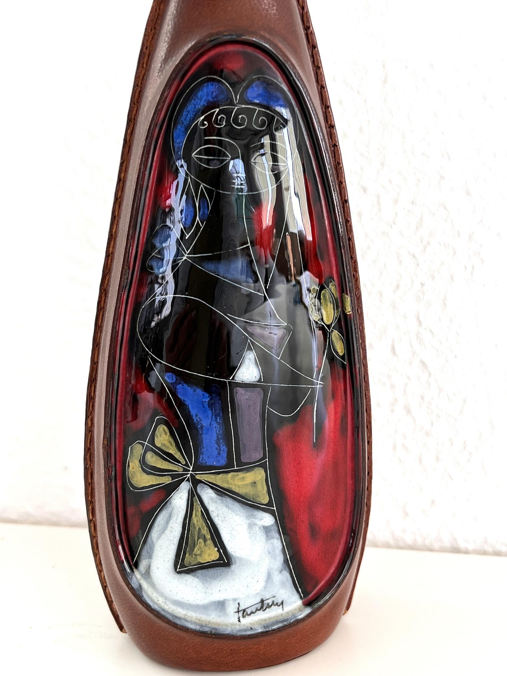 Italienische signierte Blumenvase aus Keramik aus der Mitte des Jahrhunderts von Marcello Fantoni, 1960 im Zustand „Gut“ im Angebot in Morazzone, Varese