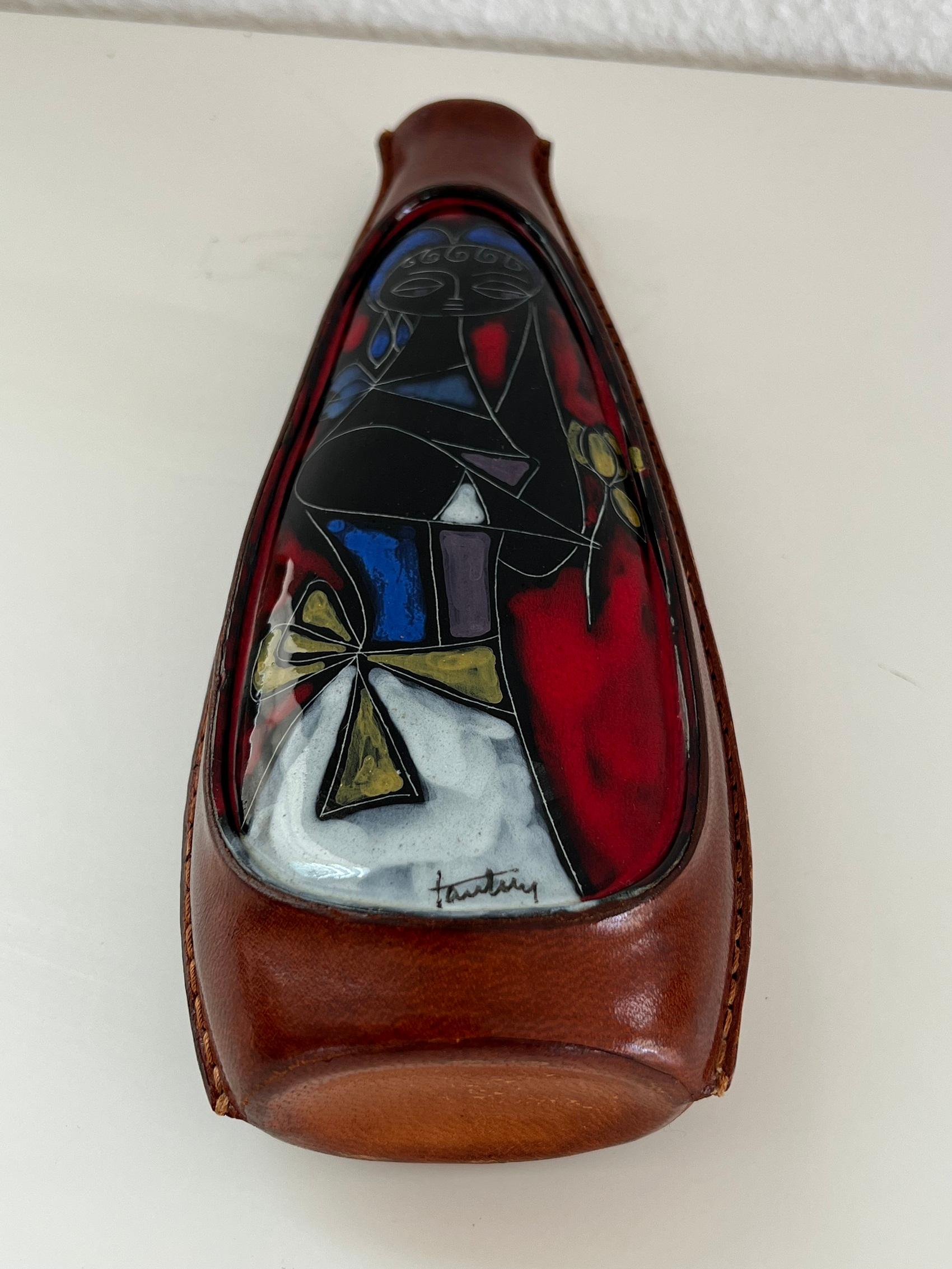 Italienische signierte Blumenvase aus Keramik aus der Mitte des Jahrhunderts von Marcello Fantoni, 1960 im Angebot 1
