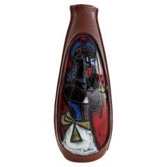 Italian Midcentury Signed Ceramic Flower Vase by Marcello Fantoni, 1960