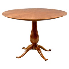 Italian Midcentury Small Round Beech Dining Table