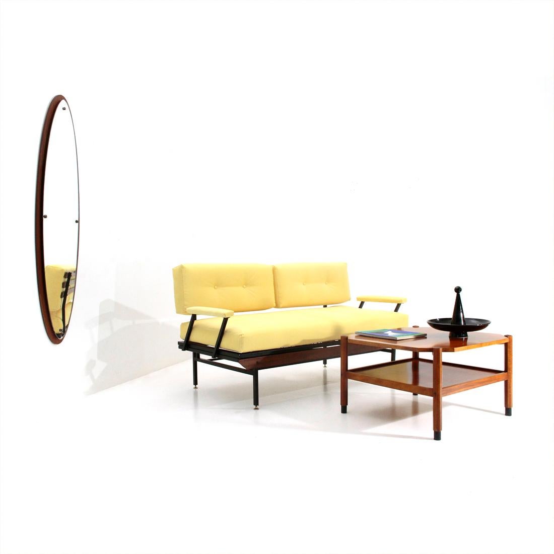 Italian Midcentury Sofa Bed in Yellow Fabric, 1950s For Sale 5