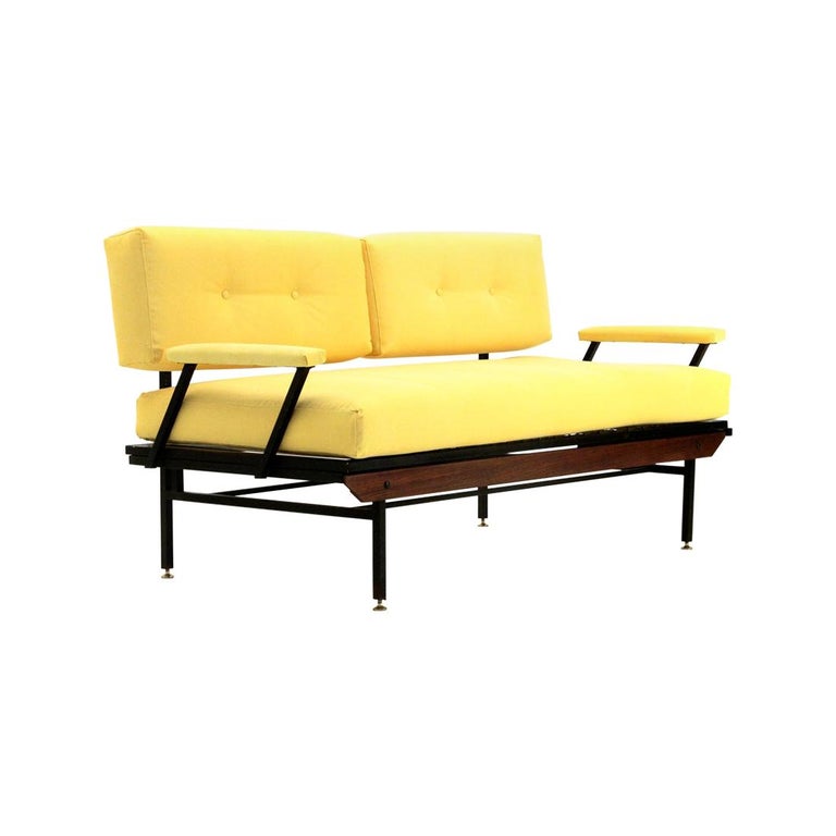 Italian Midcentury Sofa Bed In Yellow Fabric 1950s For Sale At 1stdibs