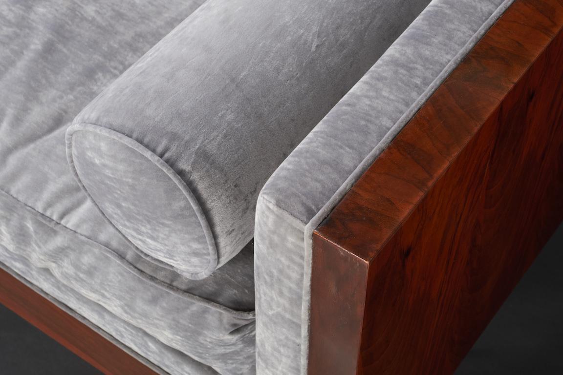 Brass Italian Midcentury Sofa in Walnut