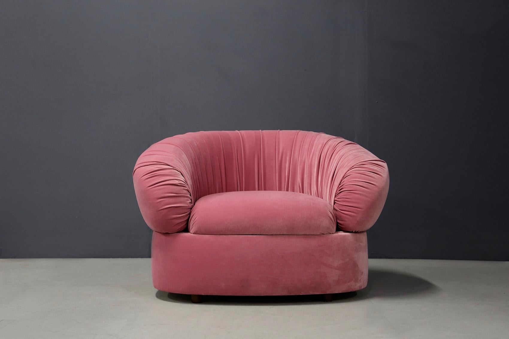 Italian Midcentury Sofa Modular in Pink Velvet Restored, 1960s 4