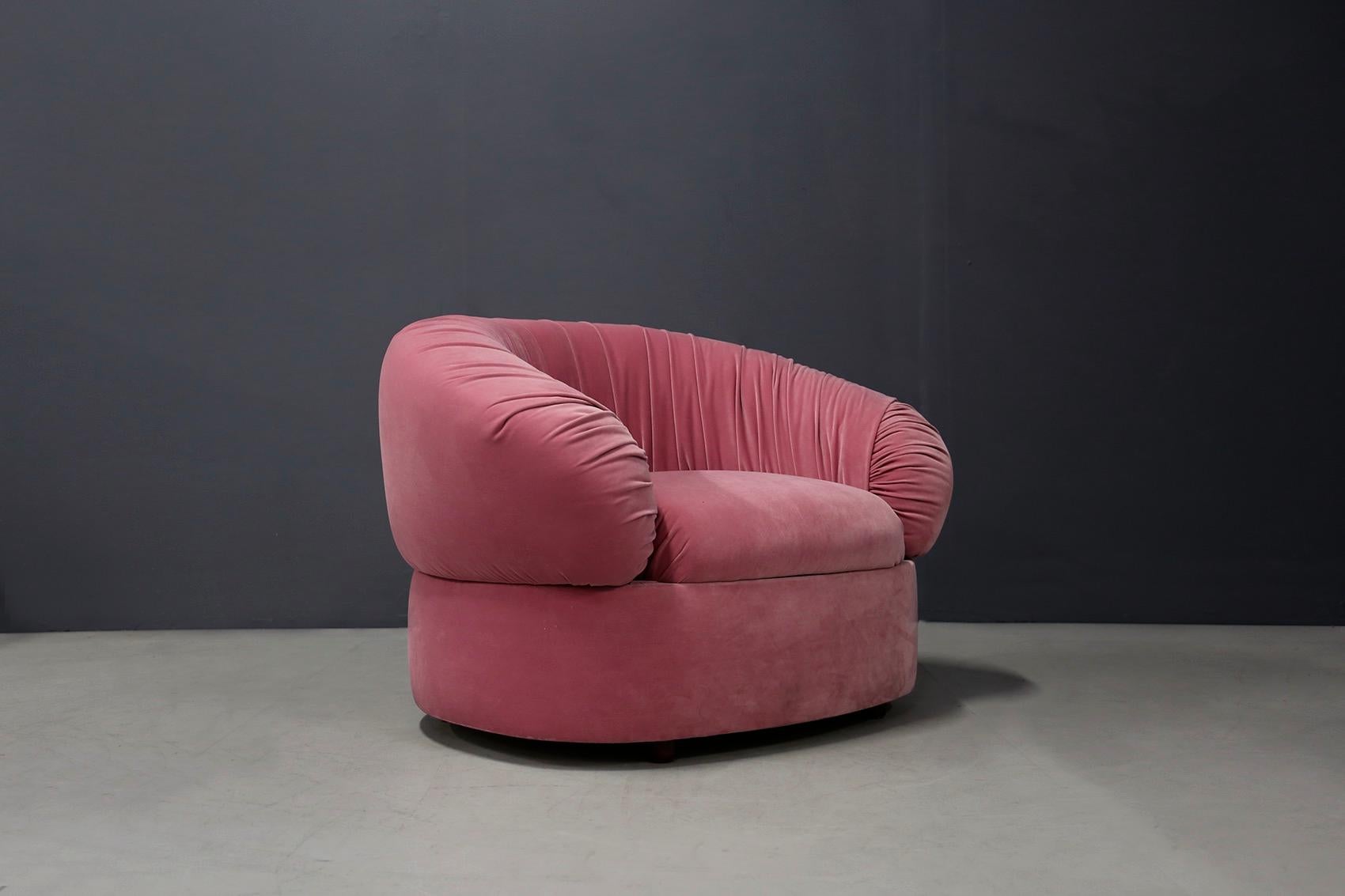 Italian Midcentury Sofa Modular in Pink Velvet Restored, 1960s 6