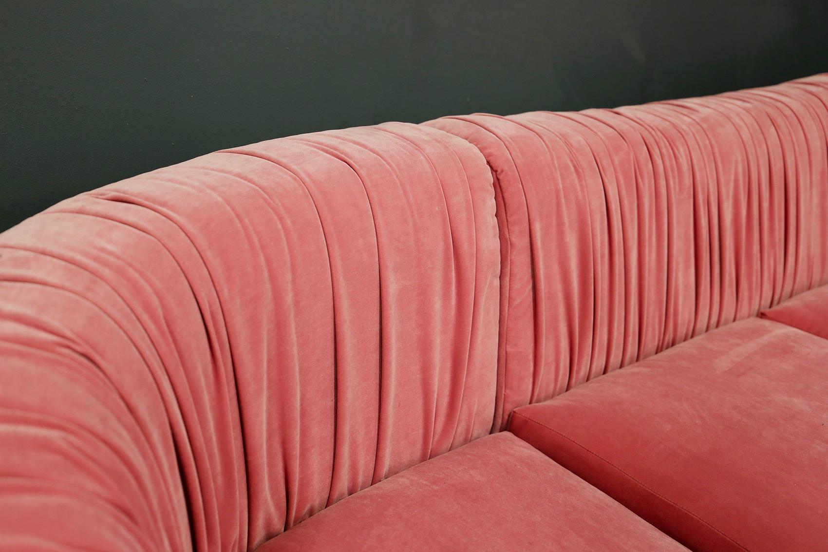 pink velvet modular sofa