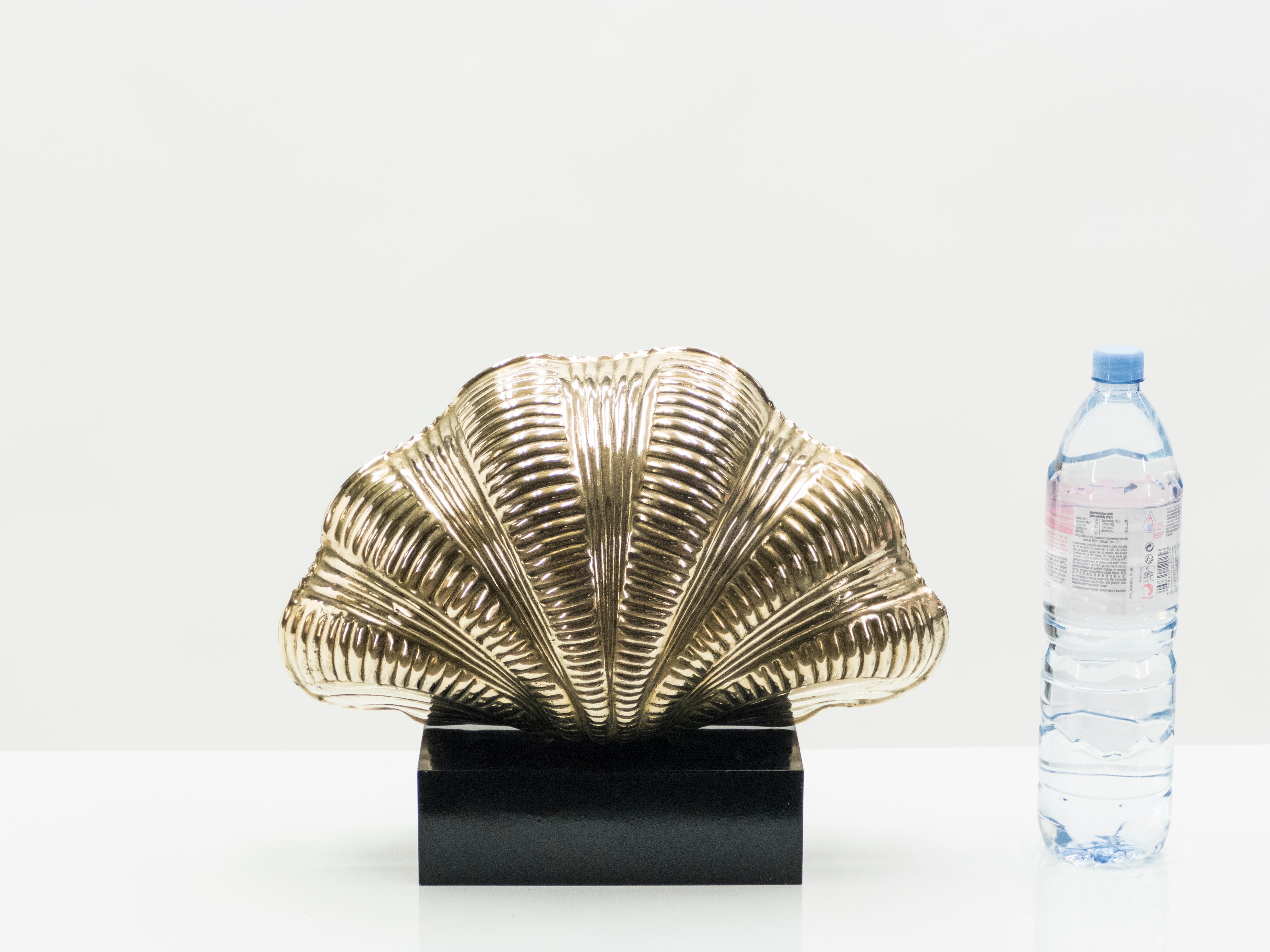 Lampade da tavolo a conchiglia in ottone massiccio del Midcentury italiano 1960 in vendita 3