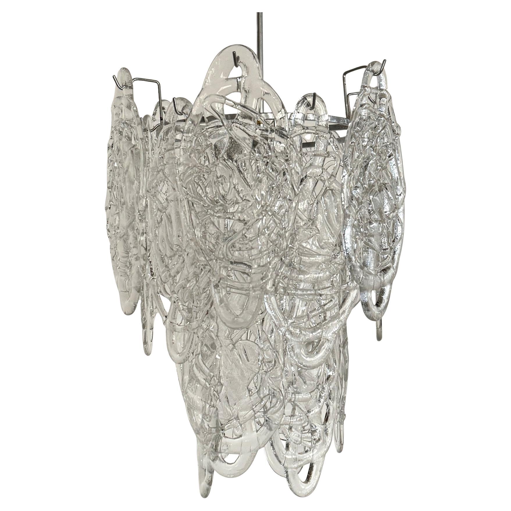 Italian Midcentury "Spider Web" Murano Glass Chandelier by AV Mazzega, 1970s